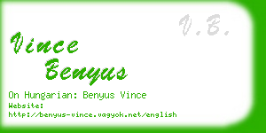 vince benyus business card